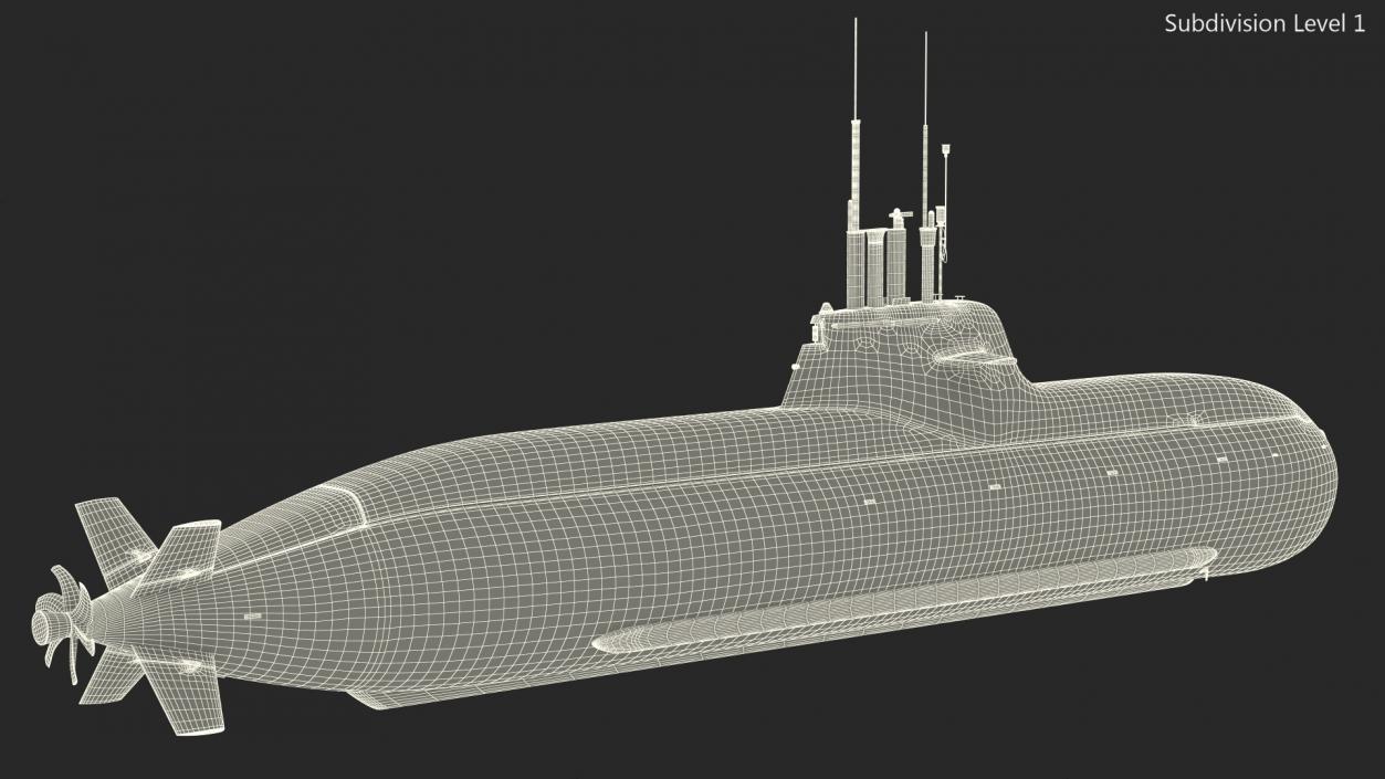 Compact Submarine HDW Class 212A Wet Rigged for Maya 3D