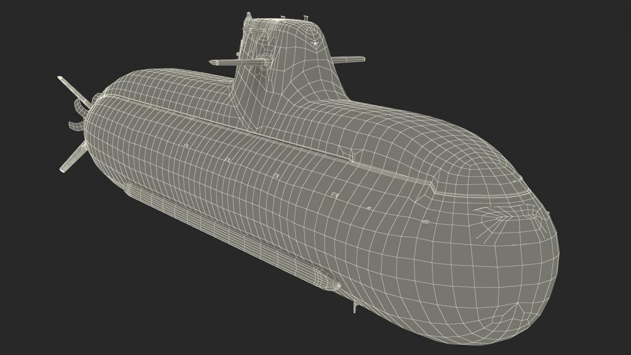 Compact Submarine HDW Class 212A Wet Rigged for Maya 3D