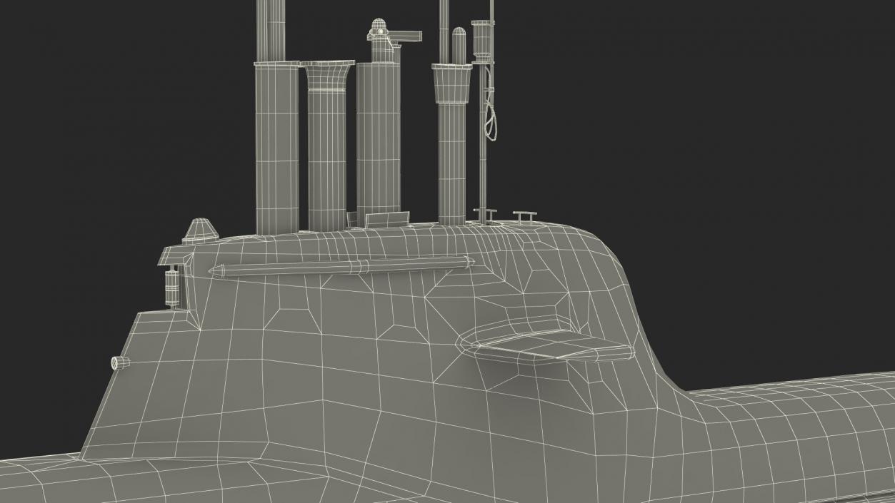 Compact Submarine HDW Class 212A Wet Rigged for Maya 3D