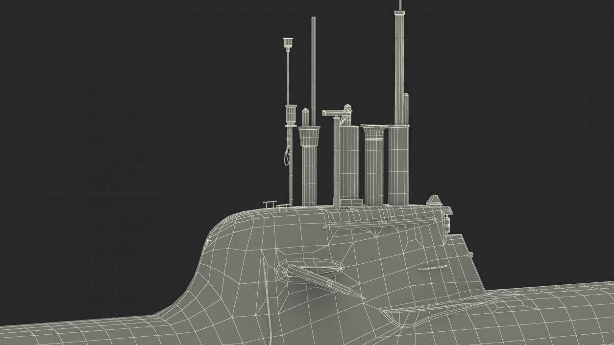 Compact Submarine HDW Class 212A Wet Rigged for Maya 3D