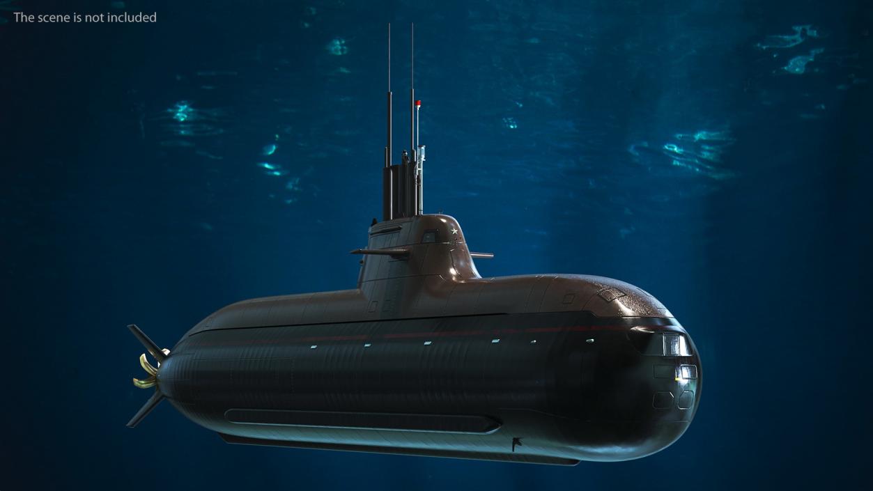 Compact Submarine HDW Class 212A Wet Rigged for Maya 3D