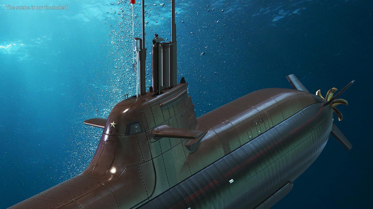 Compact Submarine HDW Class 212A Wet Rigged for Maya 3D