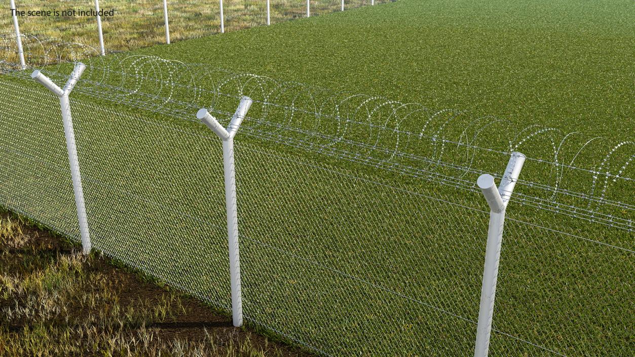 Barbed Razor Wire Mesh Fence Sections 3D