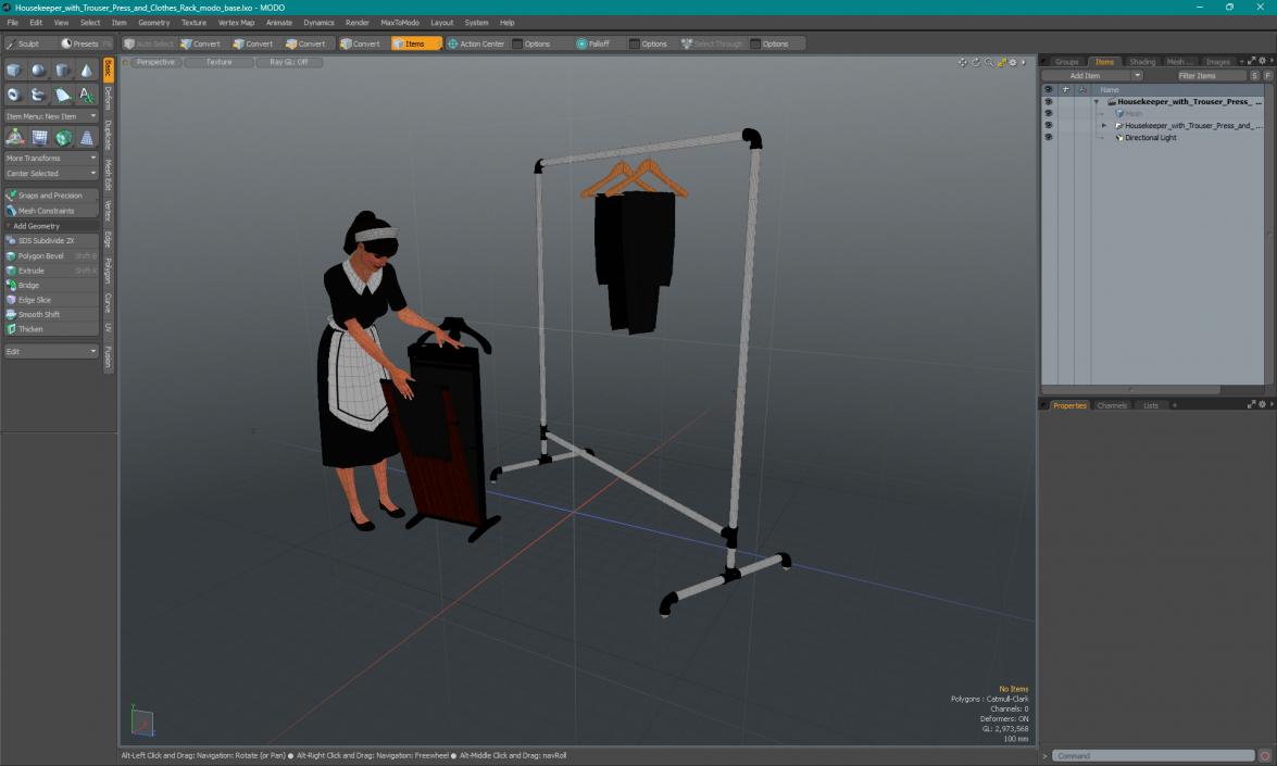 Housekeeper with Trouser Press and Clothes Rack 3D