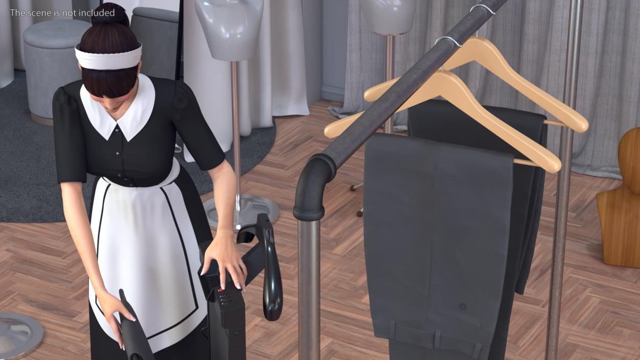 Housekeeper with Trouser Press and Clothes Rack 3D