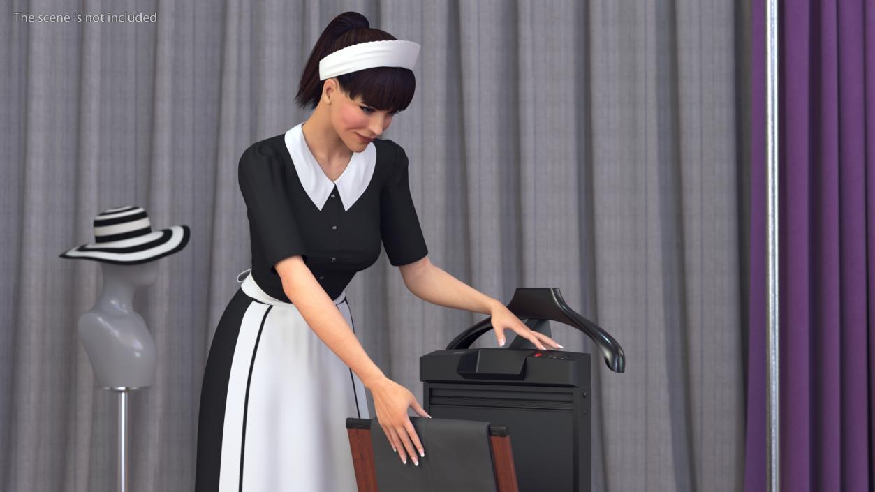 Housekeeper with Trouser Press and Clothes Rack 3D