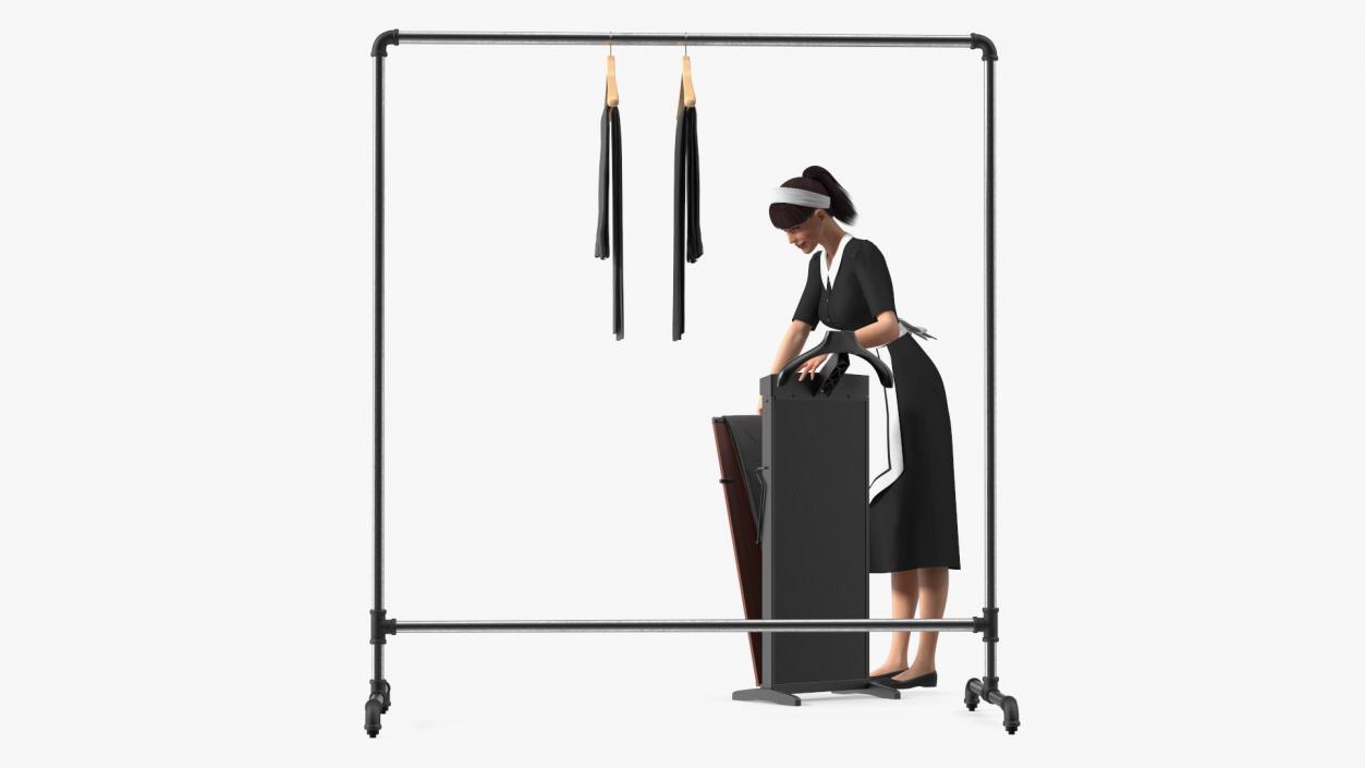 Housekeeper with Trouser Press and Clothes Rack 3D