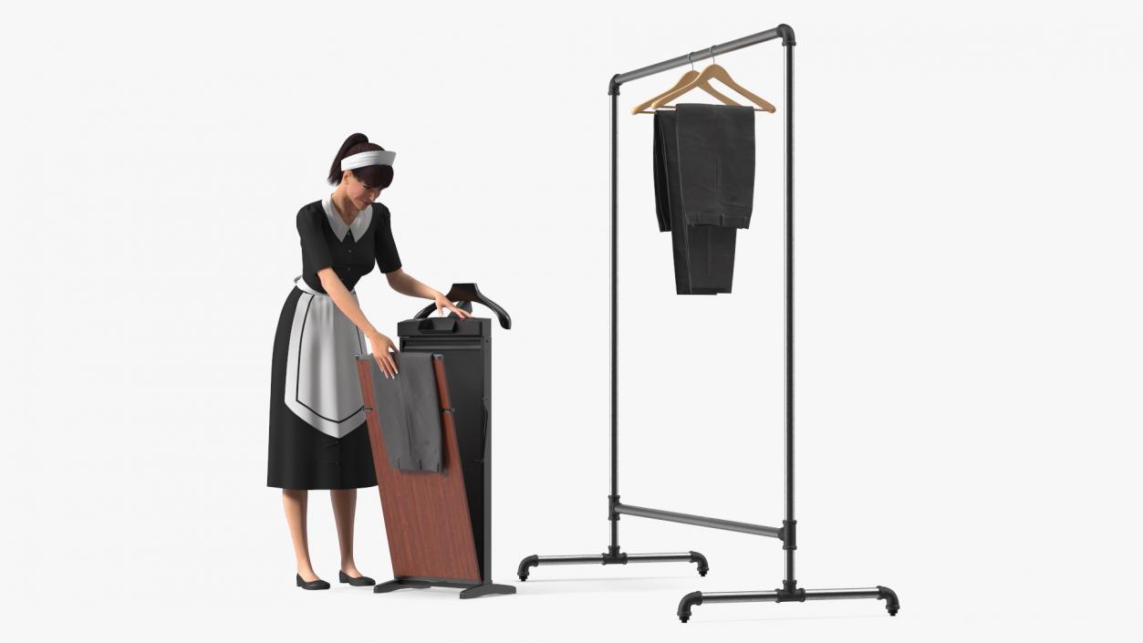 Housekeeper with Trouser Press and Clothes Rack 3D