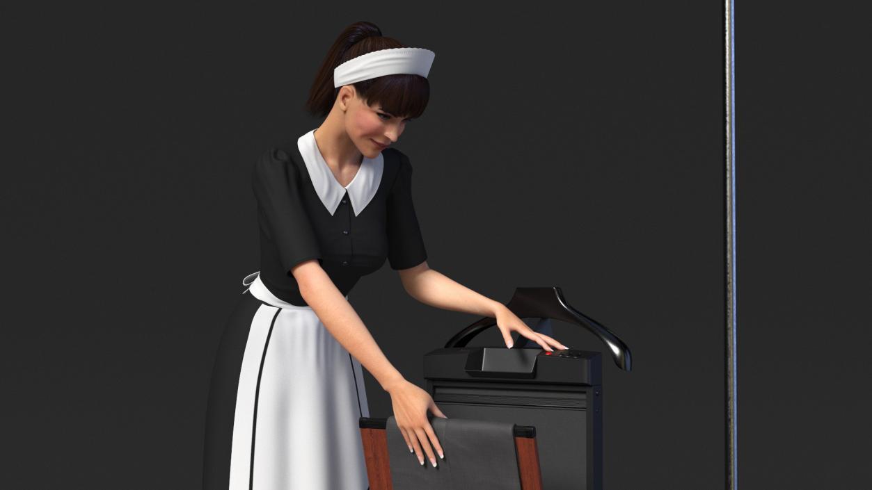 Housekeeper with Trouser Press and Clothes Rack 3D