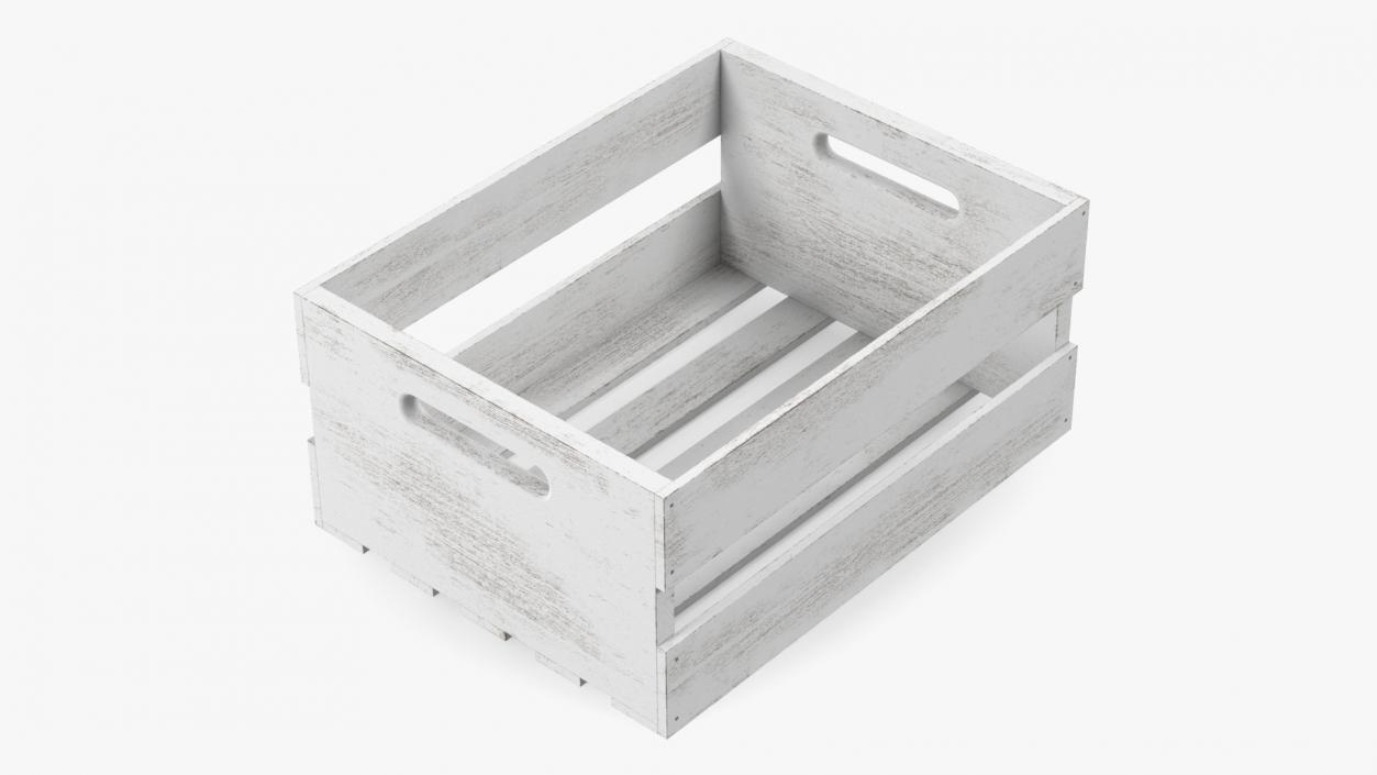 White Wooden Small Low Fruit Box 3D