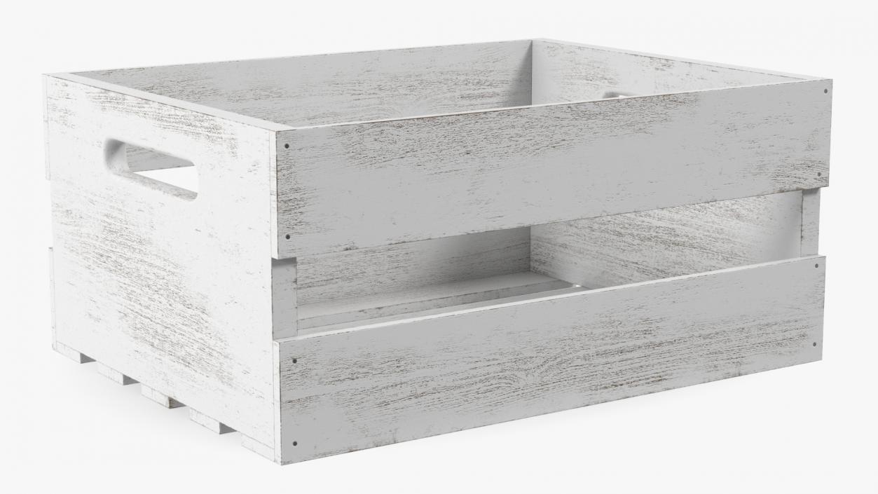 White Wooden Small Low Fruit Box 3D