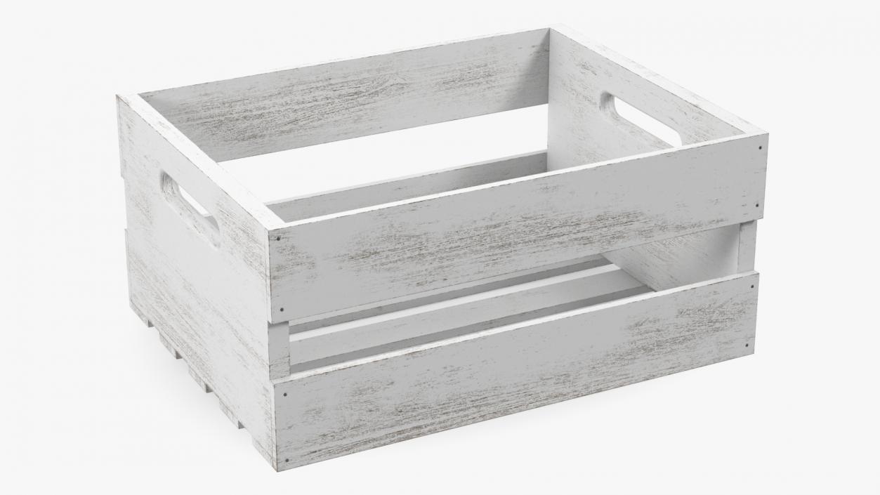 White Wooden Small Low Fruit Box 3D