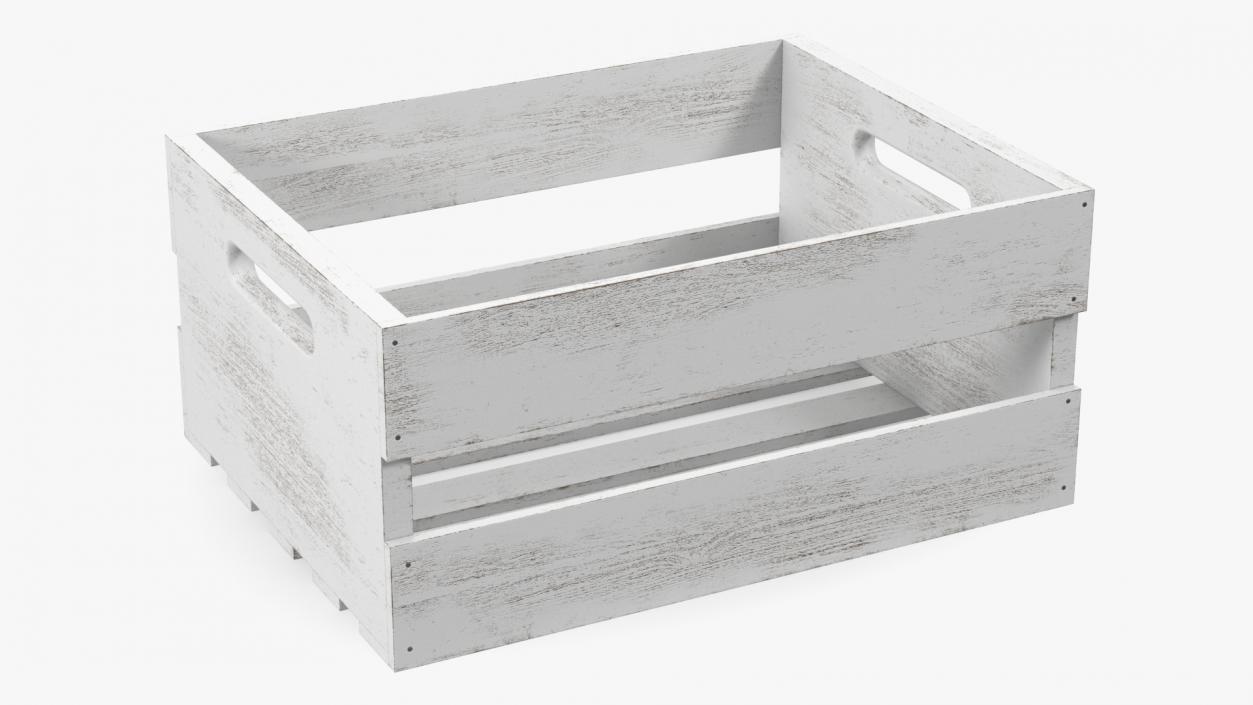 White Wooden Small Low Fruit Box 3D