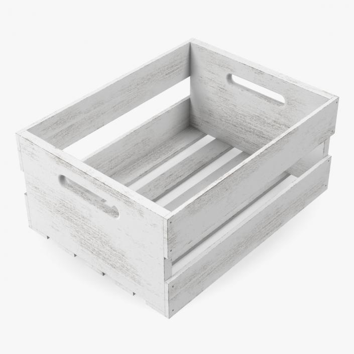 White Wooden Small Low Fruit Box 3D