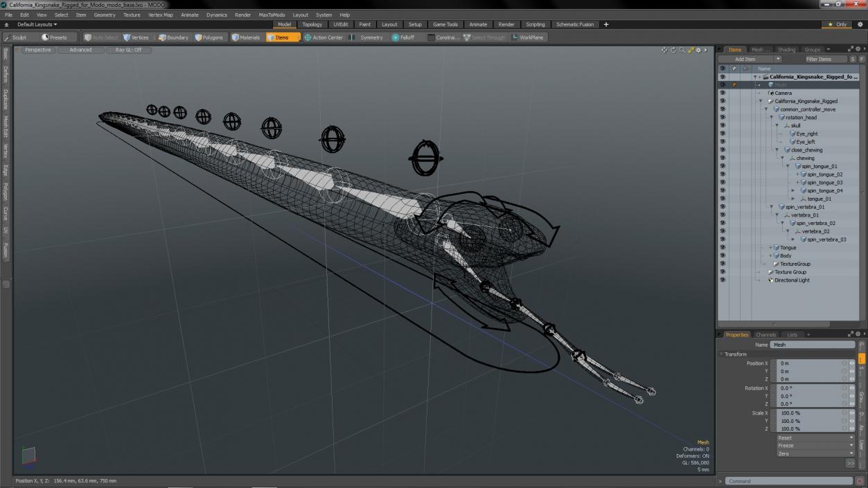 3D California Kingsnake Rigged for Modo