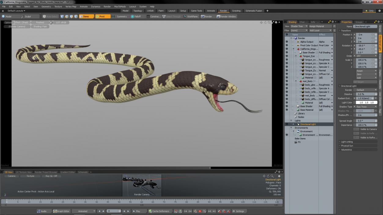 3D California Kingsnake Rigged for Modo