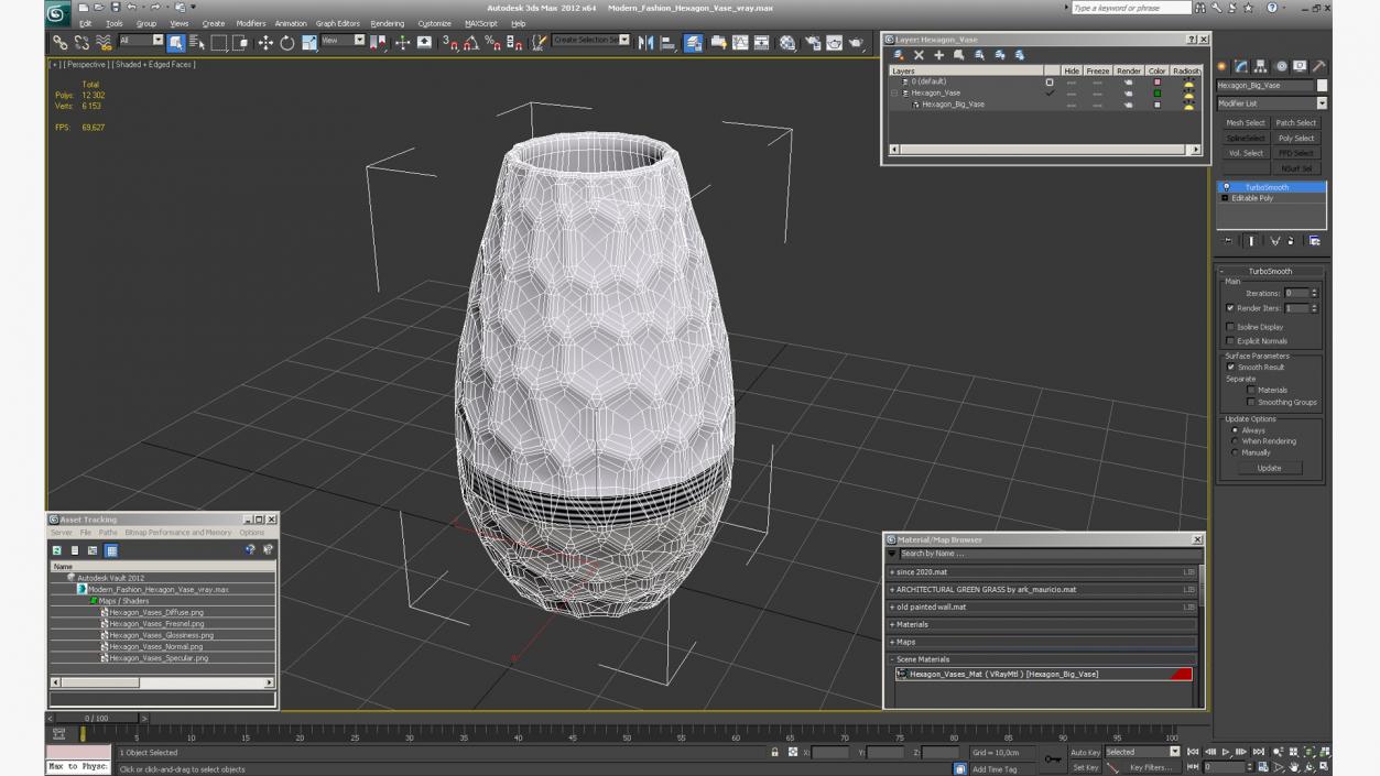 Modern Fashion Hexagon Vase 3D