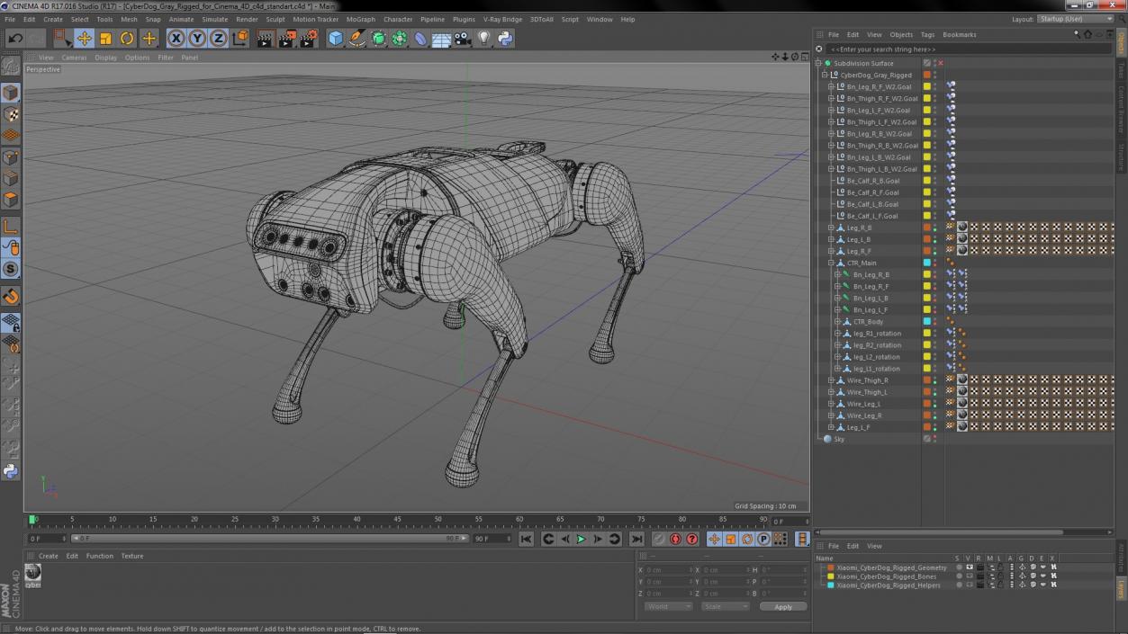 CyberDog Gray Rigged for Cinema 4D 3D model