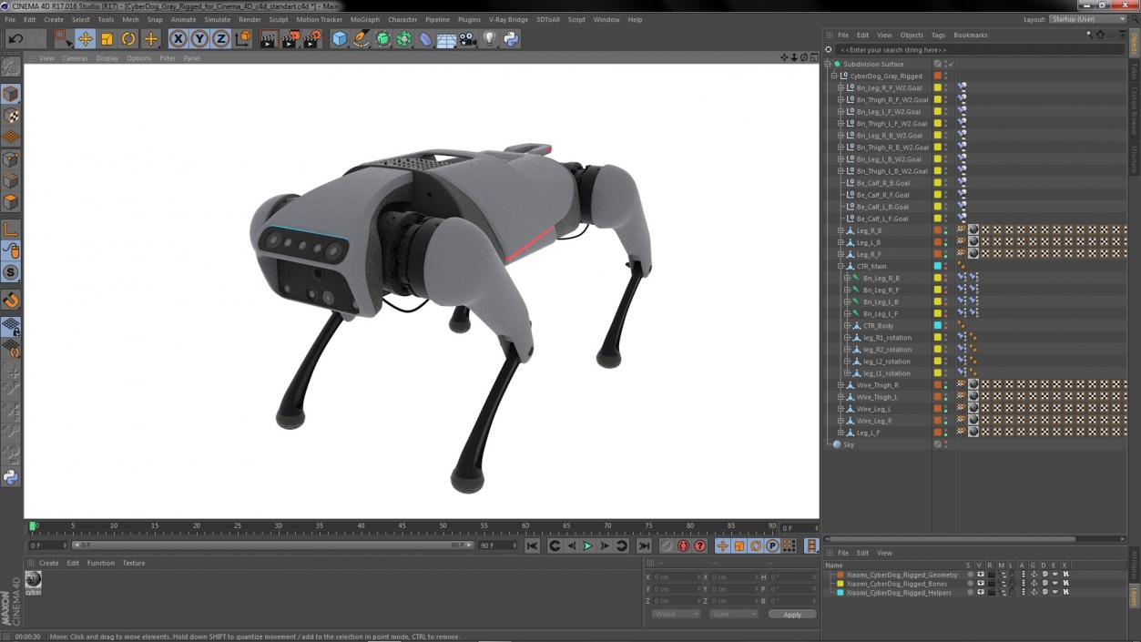 CyberDog Gray Rigged for Cinema 4D 3D model