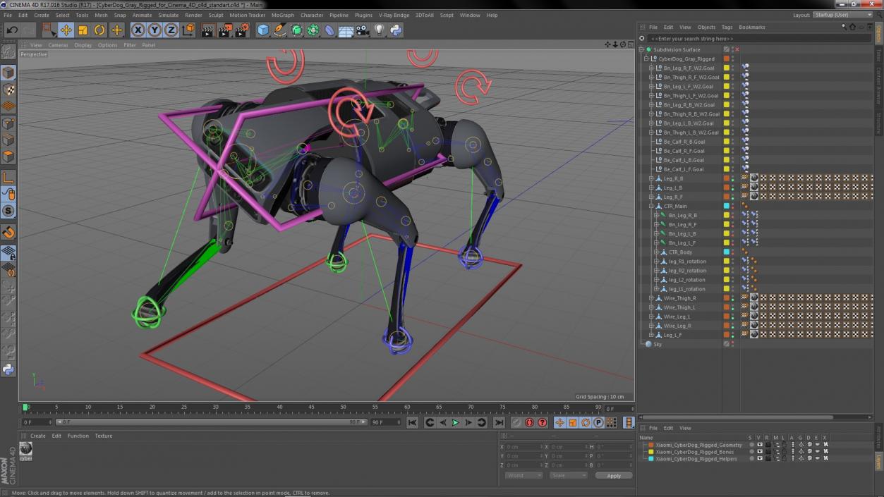 CyberDog Gray Rigged for Cinema 4D 3D model