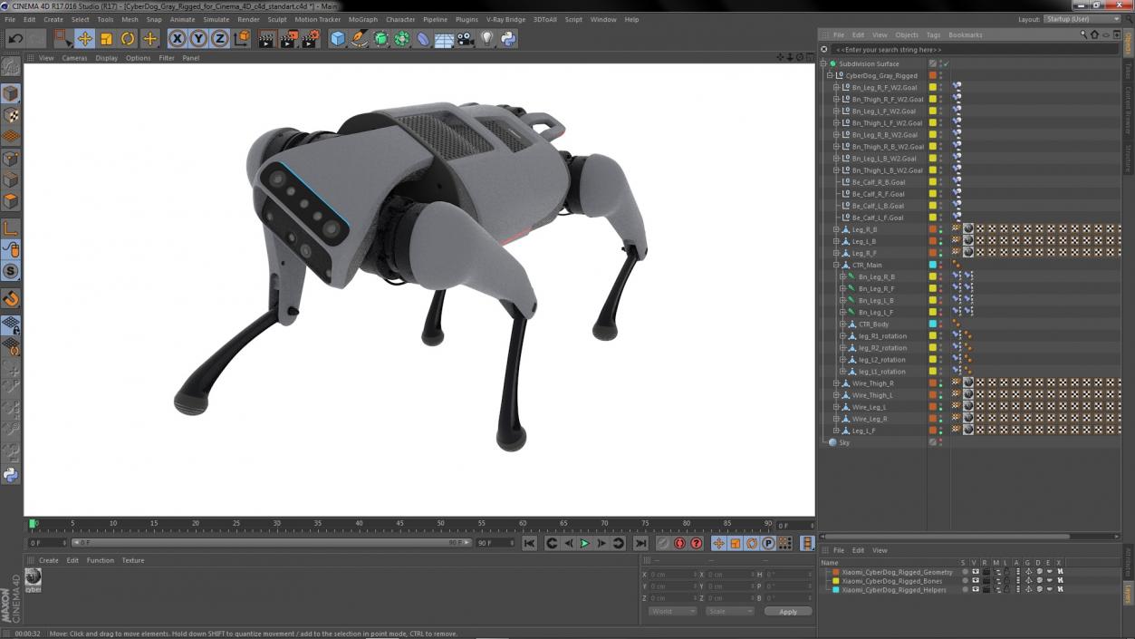 CyberDog Gray Rigged for Cinema 4D 3D model