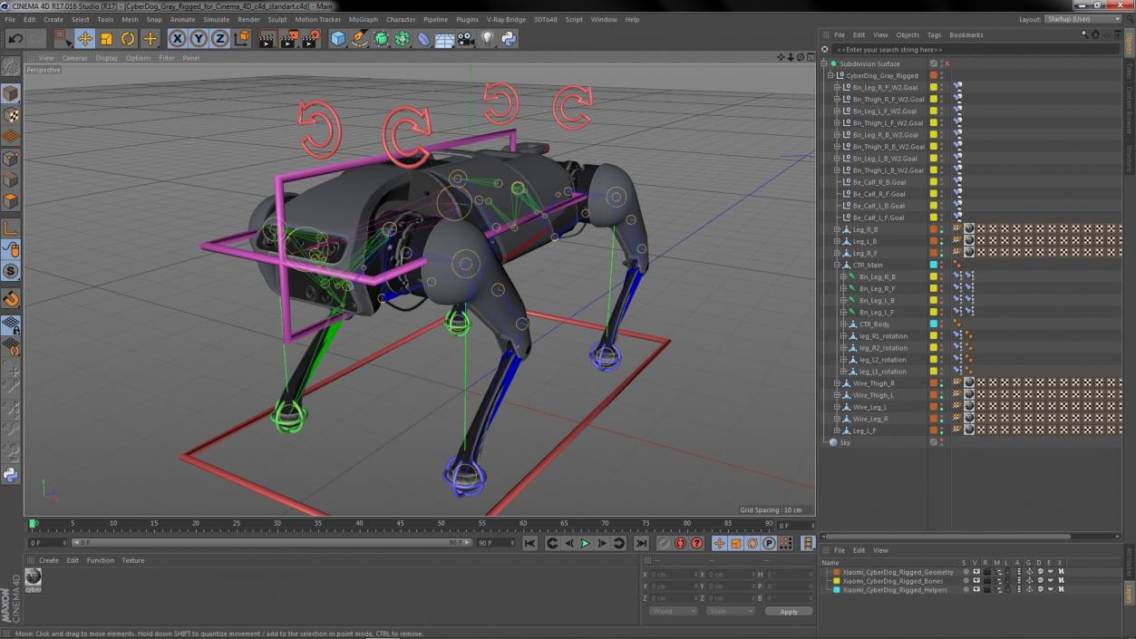 CyberDog Gray Rigged for Cinema 4D 3D model