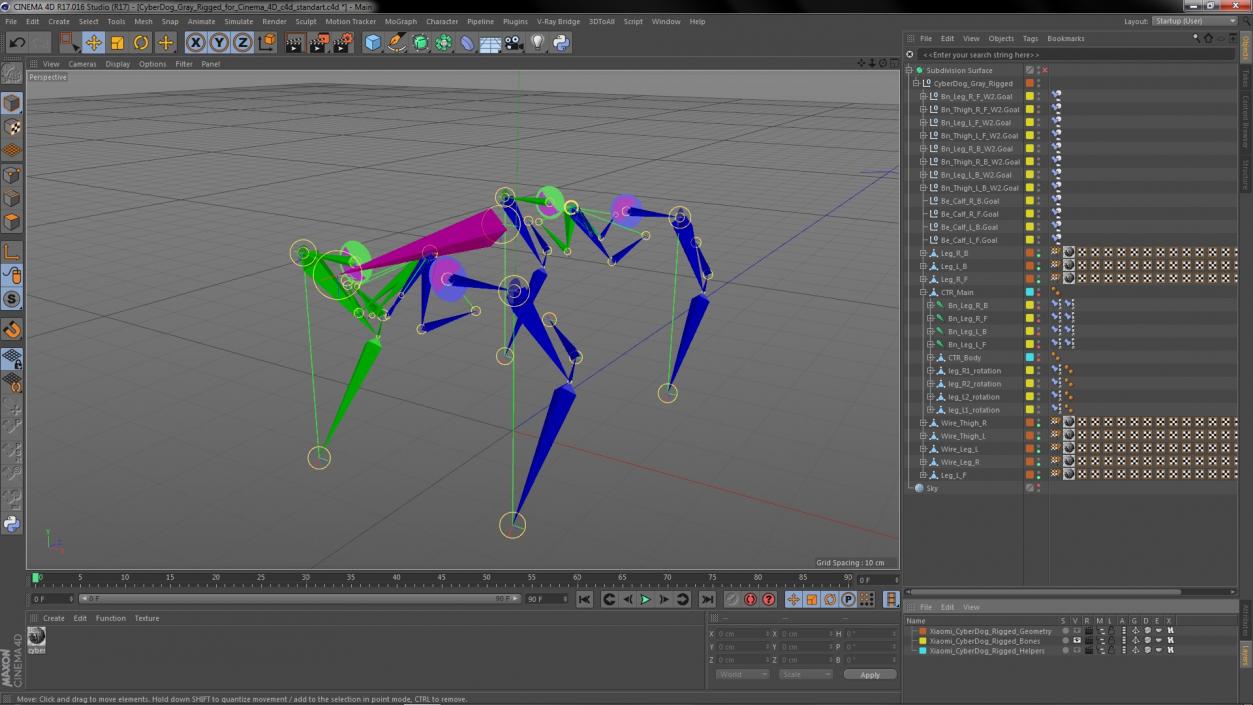 CyberDog Gray Rigged for Cinema 4D 3D model