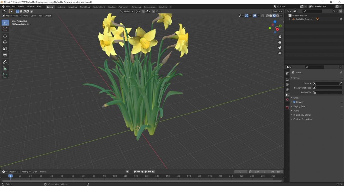 Daffodils Growing 3D