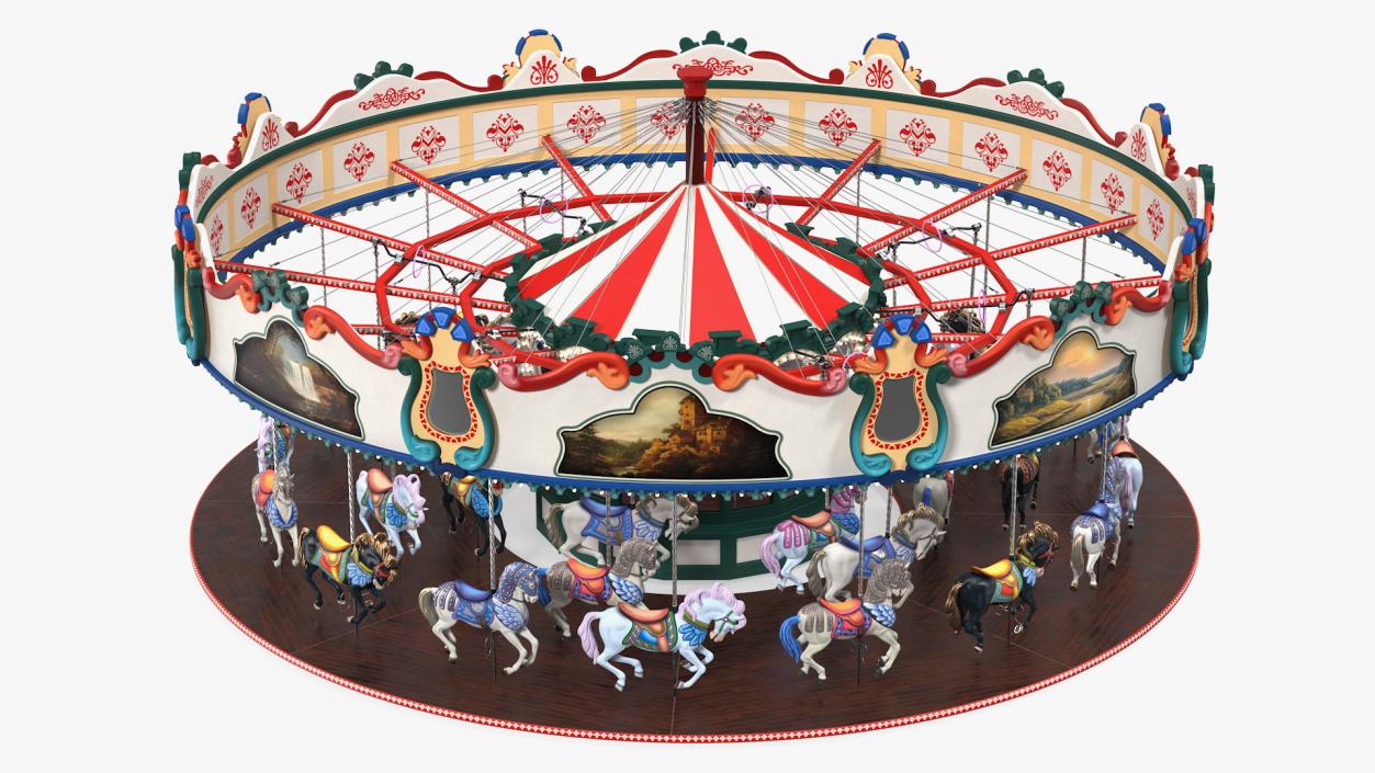 Amusment Park Carousel Rigged 3D model