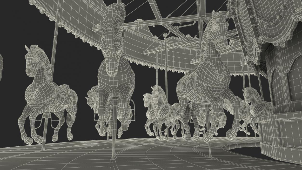 Amusment Park Carousel Rigged 3D model