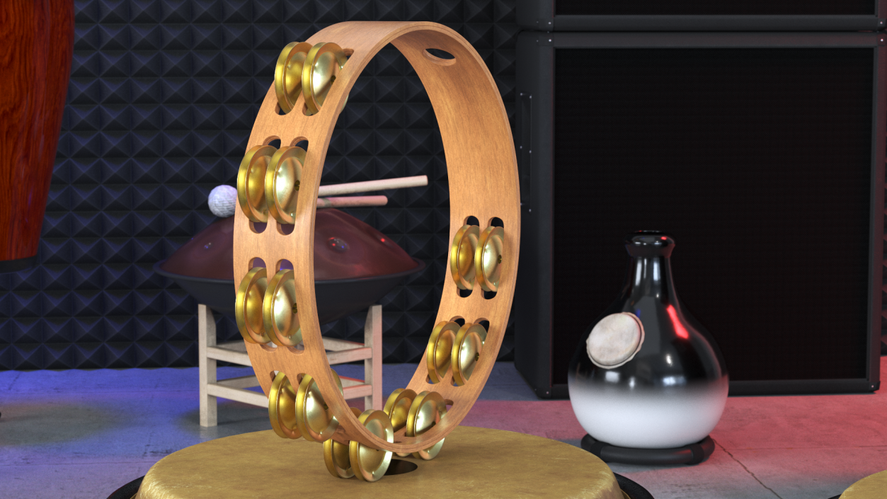 3D Tambourine Headless Double Row Jingles model