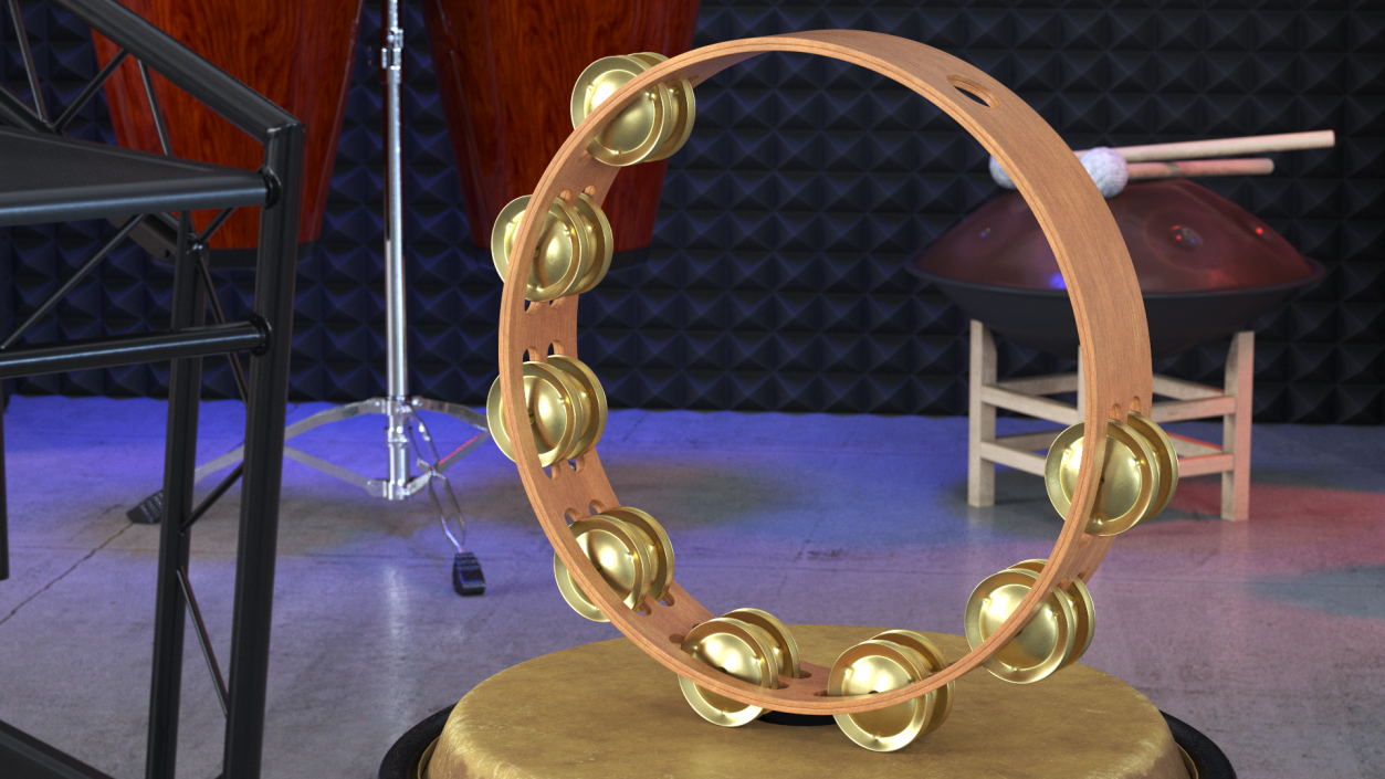 3D Tambourine Headless Double Row Jingles model