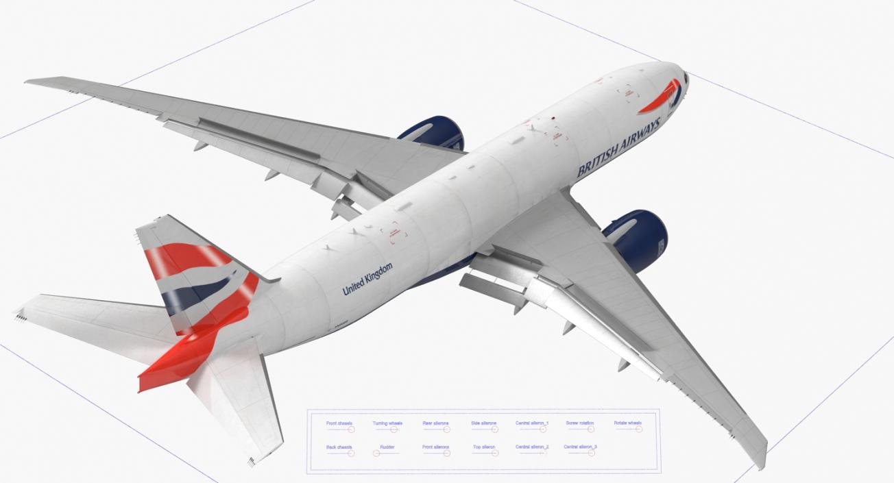 3D Boeing 777 Freighter British Airways Rigged model