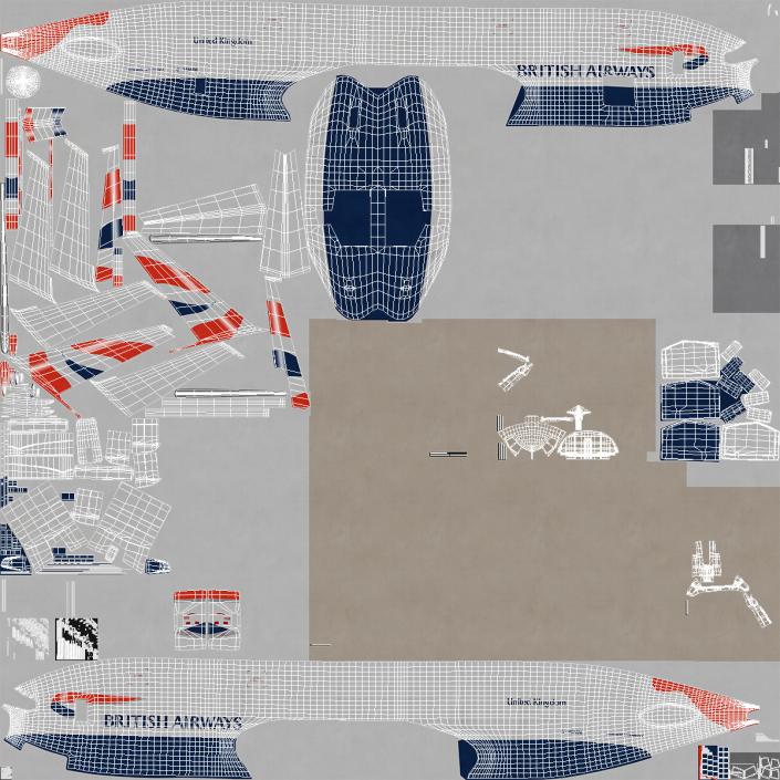 3D Boeing 777 Freighter British Airways Rigged model