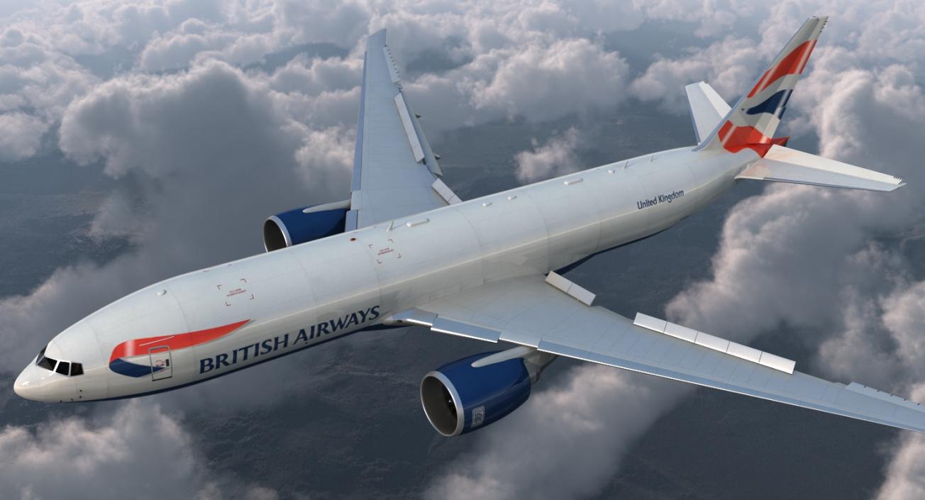 3D Boeing 777 Freighter British Airways Rigged model