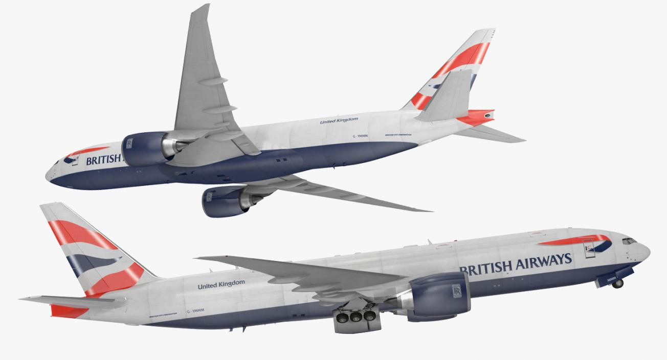 3D Boeing 777 Freighter British Airways Rigged model