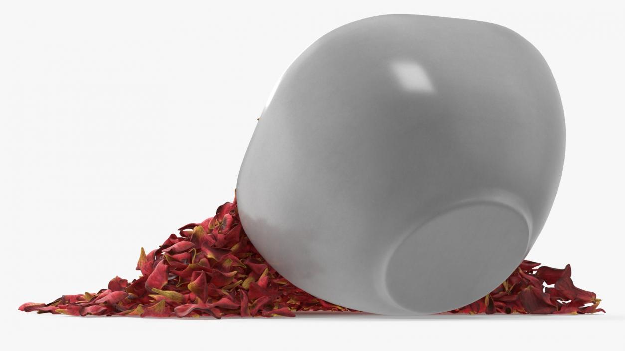 Dried Rose Petals Scattered from a Bowl 3D model