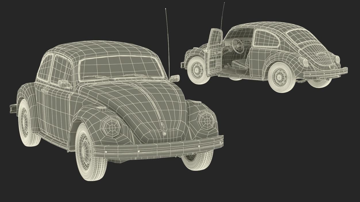 Classic Volkswagen Beetle Rigged 3D