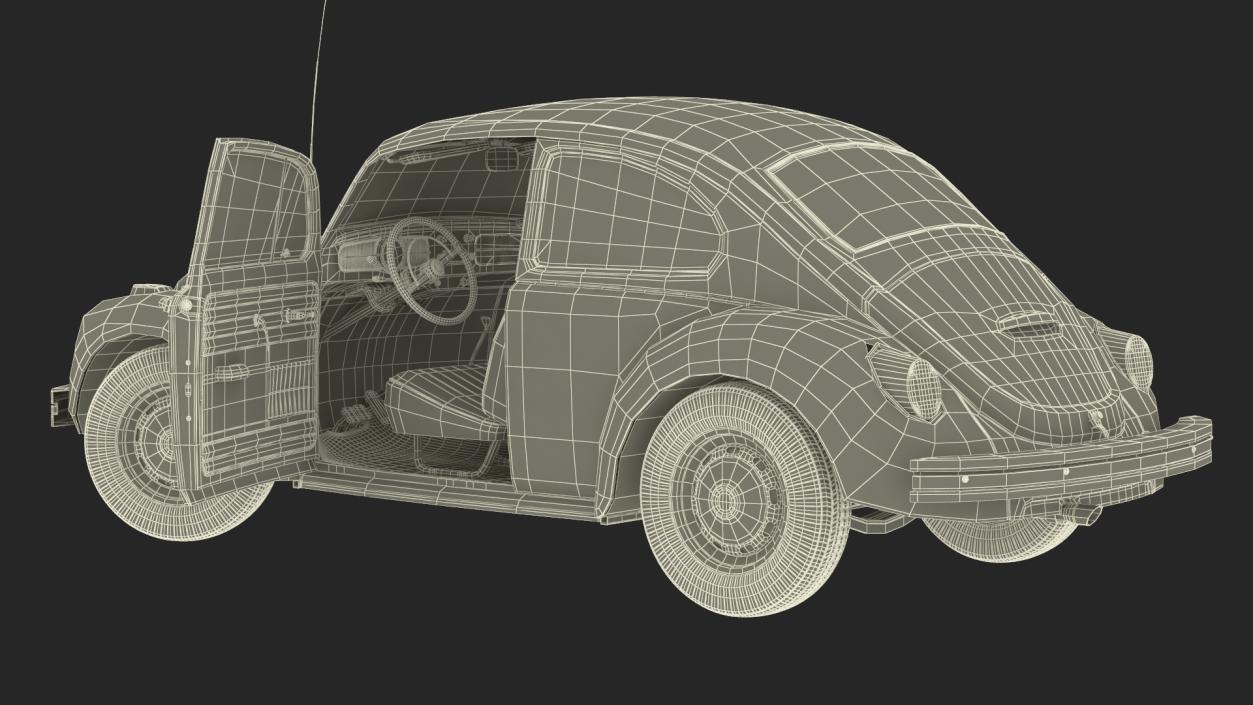 Classic Volkswagen Beetle Rigged 3D