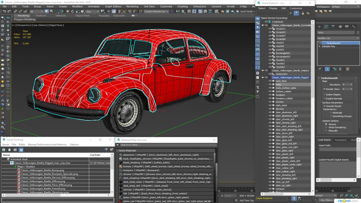 Classic Volkswagen Beetle Rigged 3D