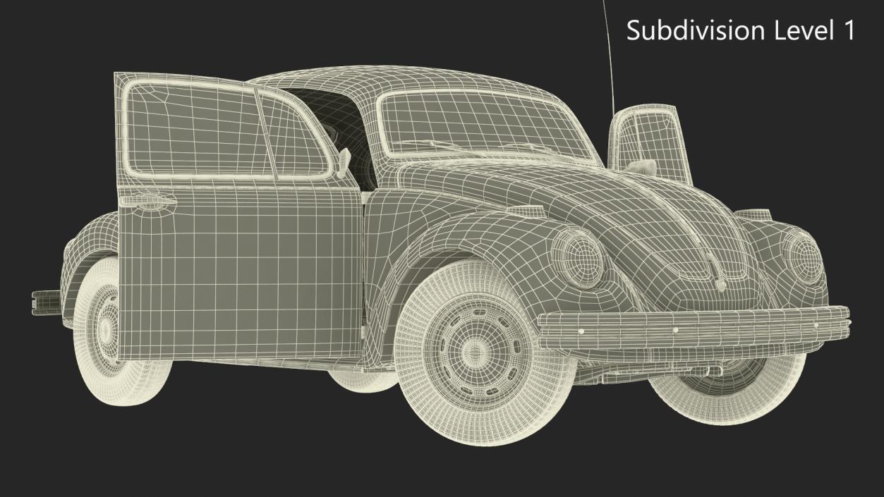 Classic Volkswagen Beetle Rigged 3D