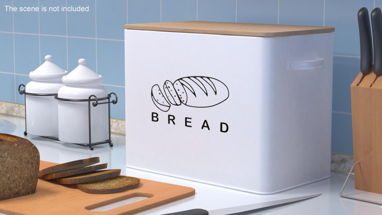 Kitchen Bread Box White Big 3D