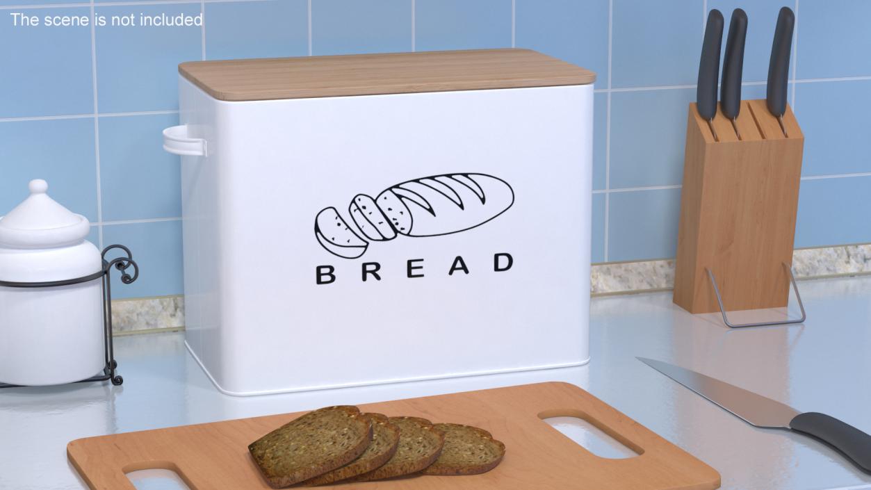 Kitchen Bread Box White Big 3D