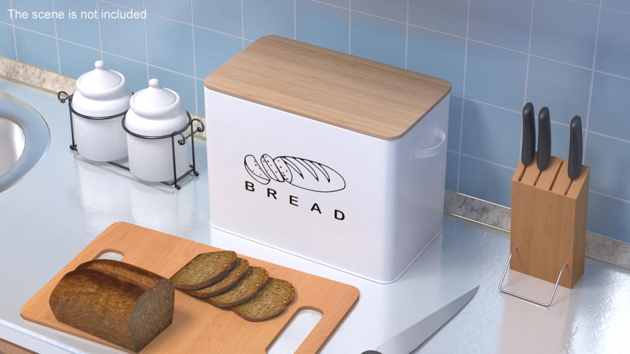 Kitchen Bread Box White Big 3D