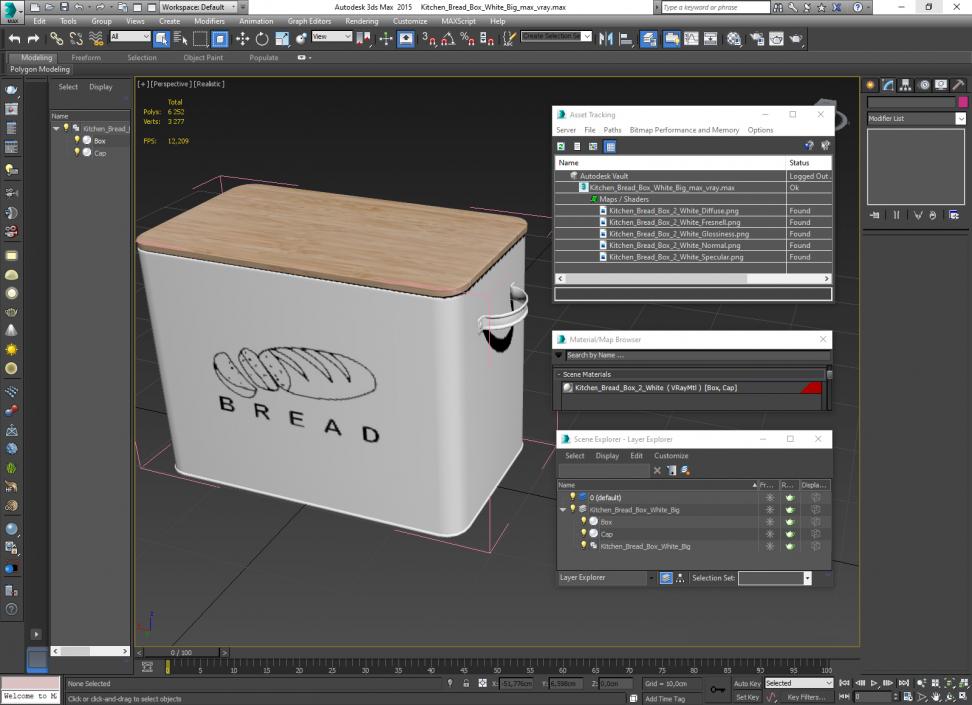 Kitchen Bread Box White Big 3D