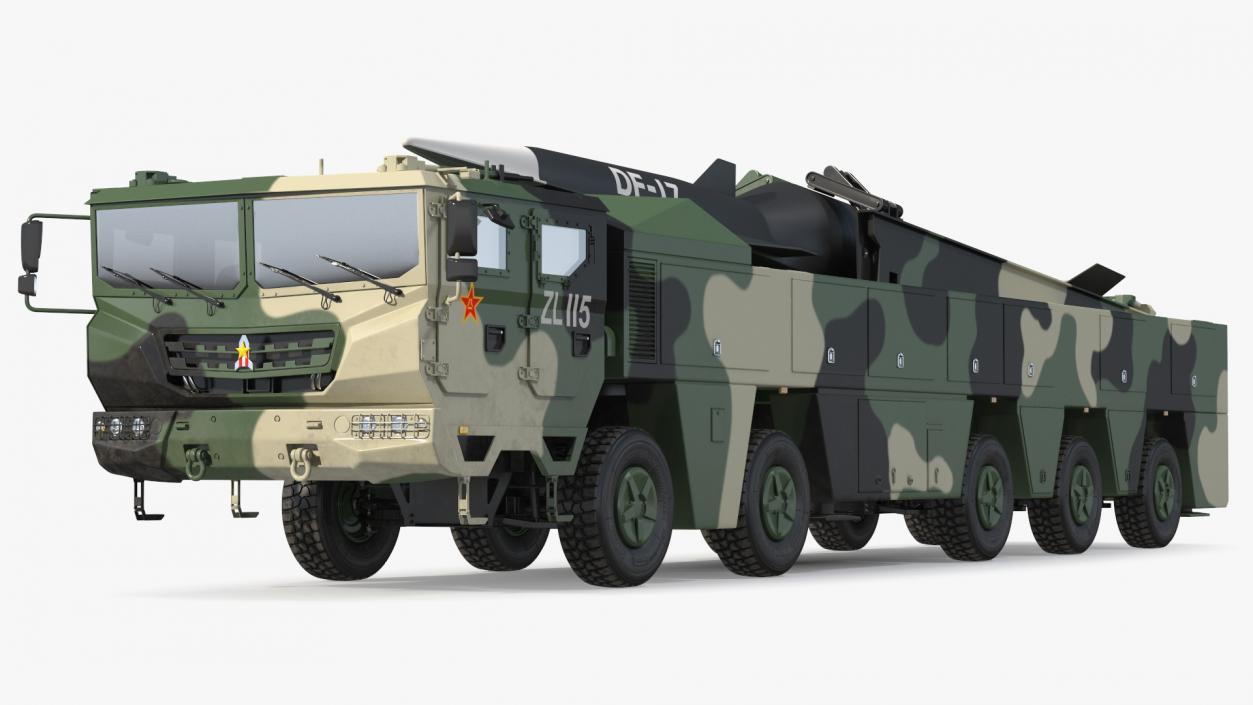 3D DF-17 Missile on Road Mobile Vehicle