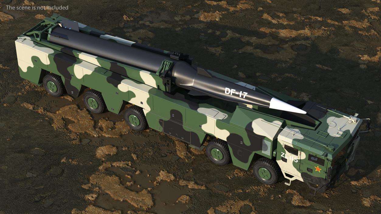 3D DF-17 Missile on Road Mobile Vehicle