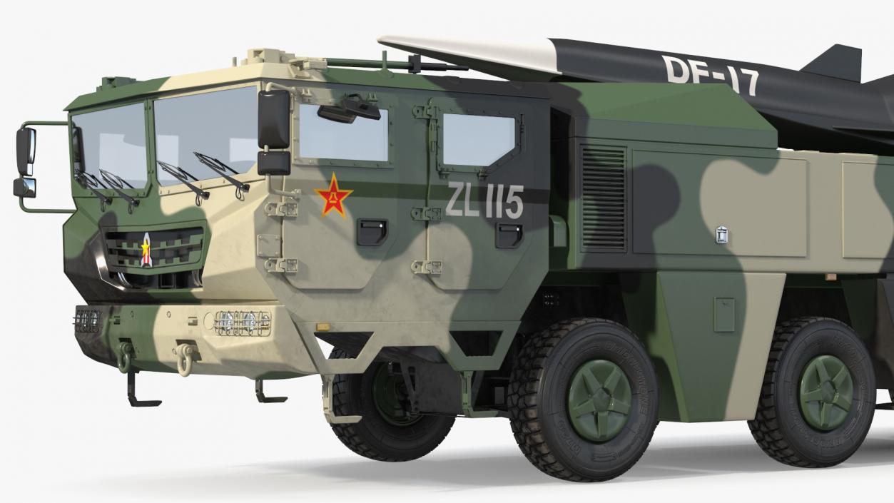 3D DF-17 Missile on Road Mobile Vehicle