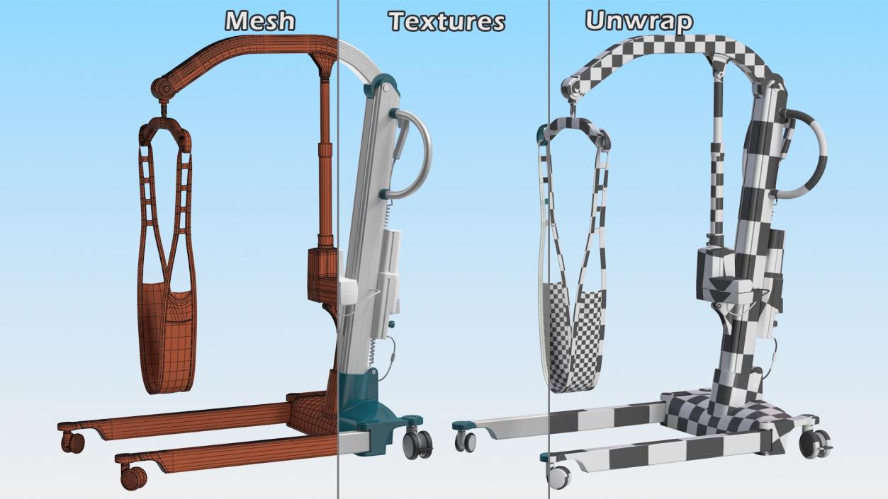 3D model Patient Lift with Leg Holder Rigged