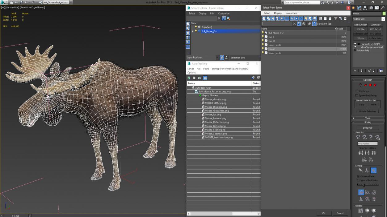 Bull Moose Fur 3D model